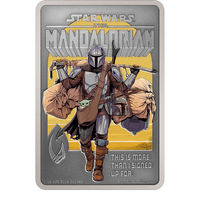 2022 Star Wars - The Mandalorian Mando Poster 1oz Silver Antiqued Coloured NZ Mint Presentation Case & COA image