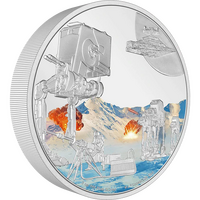 2022 Star Wars Battle Scenes Hoth 3oz Silver Coloured Proof NZ Mint Presentation Case & COA image