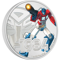 2022 Transformers Optimus Prime 1oz Silver Proof Coloured NZ Mint Presentation Case & COA image