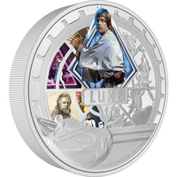 2023 Star Wars Luke Skywalker 3oz Silver Coloured Proof NZ Mint Presentation Case & COA image