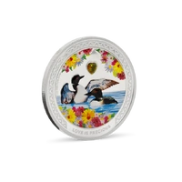 2026 Love is Precious Great Northern Diver 1oz Silver Coloured Proof Agoro Presentation Case with Mark of Authenticity NZ, front