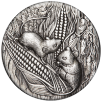2020 Australian Lunar Series III Year of the Mouse 2 oz Silver Antiqued Perth Mint Presentation Case & COA