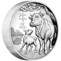 2021 Australian Lunar Series III Year of the Ox 1oz Silver High Relief Proof Perth Mint Presentation Case & COA image