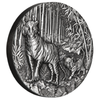 2022 Australian Lunar Series III Year of the Tiger 2oz Silver Antiqued Perth Mint Presentation Case & COA image