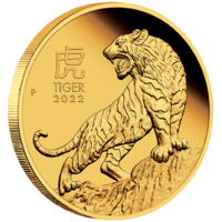 2022 Australian Lunar Series III Year of the Tiger 1/4 oz Gold Proof Perth Mint Presentation Case & COA