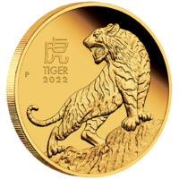 2022 Australian Lunar Series III Year of the Tiger 1/10 oz Gold Proof Perth Mint Presentation Case & COA image