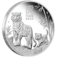 2022 Australian Lunar Series III Year of the Tiger 1/2 oz Silver Proof Perth Mint Presentation Case & COA