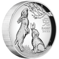 2023 Australian Lunar Series III Year of the Rabbit 1oz Silver Proof High Relief Perth Mint Presentation Case & COA image