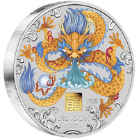 2024 Australian Lunar Series III Year of the Dragon 1kg Silver Coloured with Gold Privy Mark Perth Mint Presentation Case & COA image