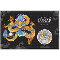 2024 Australian Lunar Series III Year of the Dragon 1oz Silver Coloured Perth Mint Coin in Card