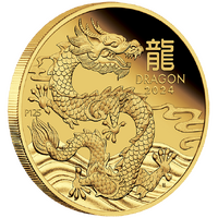 2024 Australian Lunar Series III Year of the Dragon 1/4oz Gold Proof Perth Mint Presentation Case & COA image