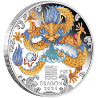 2024 Australian Lunar Series III Year of the Dragon 1oz Silver Proof Coloured Perth Mint Presentation Case & COA image