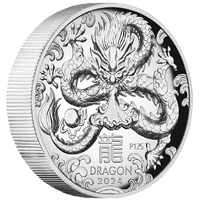 2024 Australian Lunar Series III Year of the Dragon 1oz Silver Proof High Relief Perth Mint Presentation Case & COA image