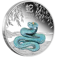 2025 Australian Lunar Series III Year of the Snake 1oz Silver Proof Coloured Perth Mint Presentation Case & COA
