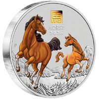 2026 Australian Lunar Series III Year of the Horse 1kg and gold Silver Coloured Perth Mint Presentation Case & COA, front