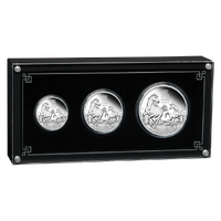 2026 Australian Lunar Series III Year of the Horse 2oz, 1oz, 1/2oz Silver Proof Three Coin Set Perth Mint Presentation Case & COA