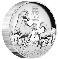 2026 Australian Lunar Series III Year of the Horse 1oz Silver Proof High Relief Perth Mint Presentation Case & COA, front