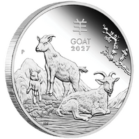 2027 Australian Lunar Series III Year of the Goat 1/2oz Silver Proof 50 cents Perth Mint Presentation Case & COA, front