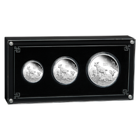 2027 Australian Lunar Series III Year of the Goat Silver Proof Three Coin Set Perth Mint Presentation Case & COA, front