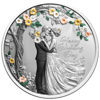 2026 Happy Wedding Day 17.5g Silver Proof coloured Mennica Polska Presentation Case & COA, front