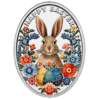 2026 Easter Egg 16.81g Silver Proof Coloured Mennica Polska Presentation Case & COA Bunny Rabbit, front