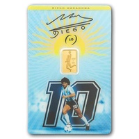 2026 Diego Maradona 1g Gold Bar PAMP Assay Card, front