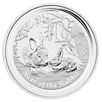 2011 Australian Lunar Series II: Year of the Rabbit 1 oz .999 Silver Bullion Perth Mint In Capsule image