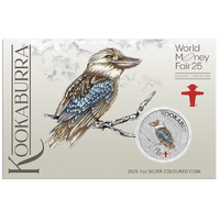 2025 Australian Kookaburra World Money Fair Berlin Red Ampelmann Privy 1oz Silver Coloured Perth Mint Coin in Card WMF