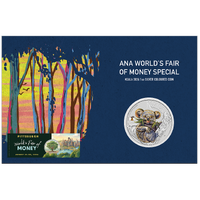 2026 Australian Koala ANA World Fair Coin Show Special 1oz Silver with Liberty Bell Privy $1 Perth Mint Coin in Card, front