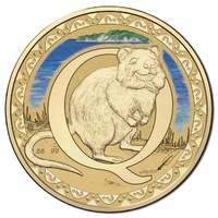 2016 Alphabet Series: Q for Quokka Coloured Frosted $1 Coin RAMint Coin in Card image