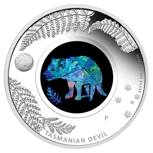 2014 Australian Opal Series: Tassie Devil 1 oz Silver Proof Perth Mint