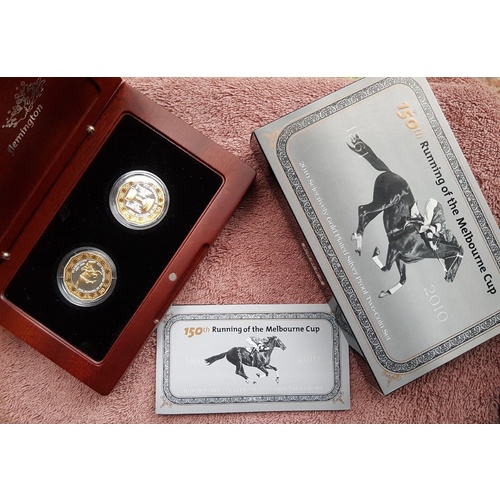 2010 Melbourne Cup Gold Plated Silver 50c RAMint 2 coin set