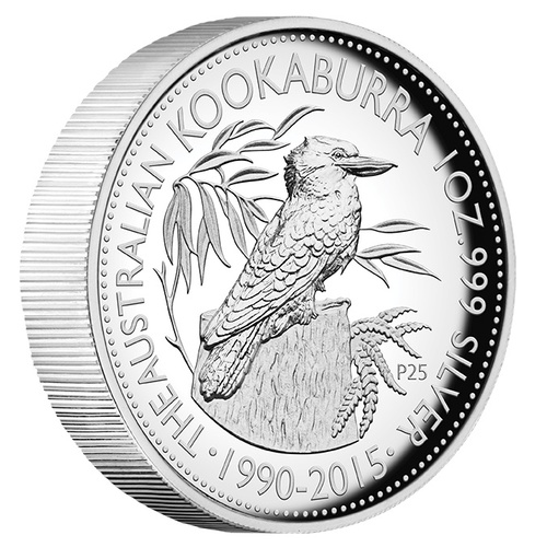 2015 Australian Kookaburra 25th Anniversary 1 oz Silver High Relief Perth Mint
