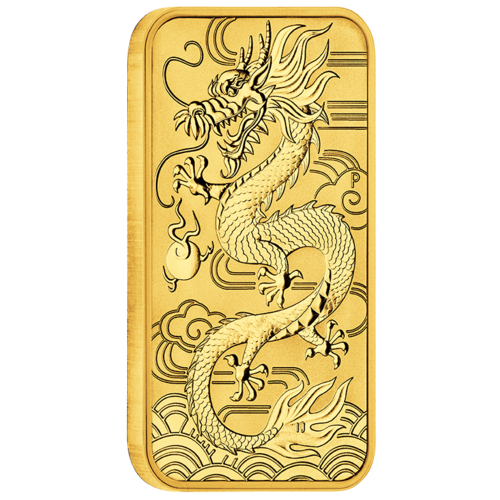 2018 Dragon 1 oz 99.99 Gold Bullion Perth Mint Rectangular Coin