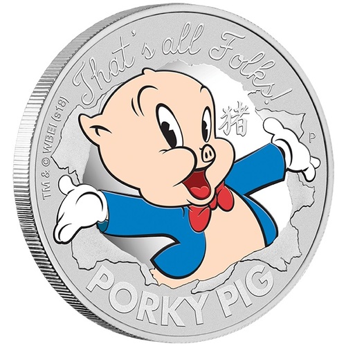 2019 Looney Tunes: Porky Pig 1 oz Silver Proof Perth Mint