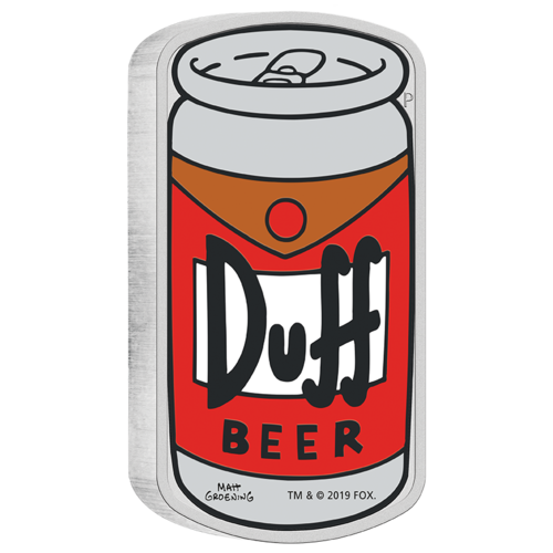 2019 The Simpsons Duff Beer 1 oz Silver Proof Perth Mint Presentation Case & COA