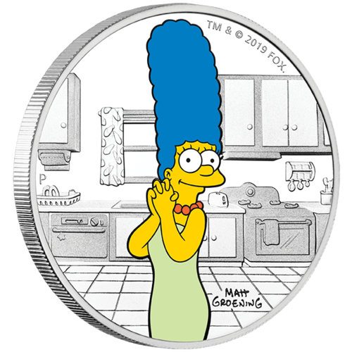 2019 The Simpsons: Marge 1 oz Silver Proof Perth Mint COA & Presentation Case