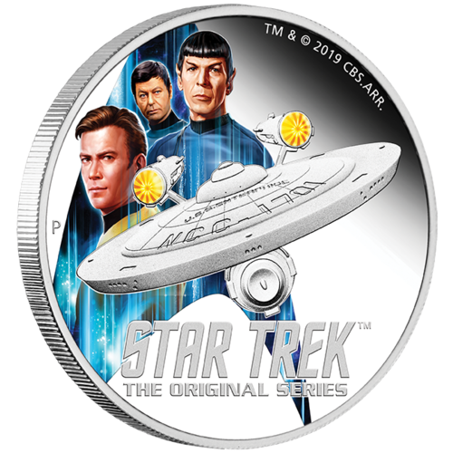 2019 Star Trek The Original Series - U.S.S. Enterprise & Crew 2 oz Silver Coloured Proof Perth Mint Presentation Case & COA
