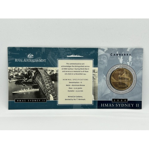 2000 HMAS Sydney II "C" Mintmark Uncirculated RAMint Coin in Card