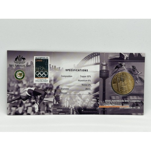2000 Canberra Olymphilex "C" Mintmark Uncirculated RAMint Coin in Card