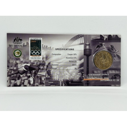 2000 Centrepoint Sydney Olymphilex "S" Mintmark Uncirculated RAMint Coin in Card