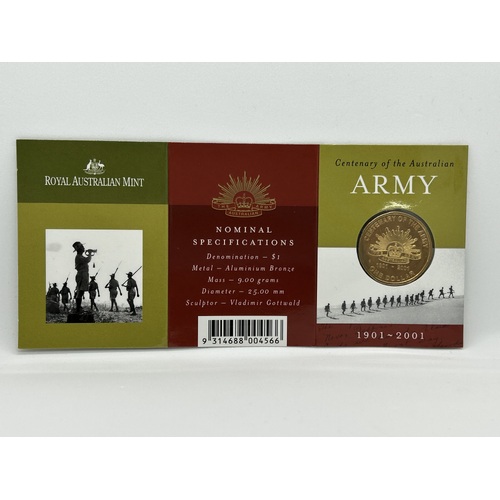 2001 Centenary of the Australian Army "S" Mintmark Uncirculated $1 RAMint In Folder