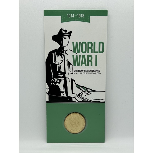 2014 100 Years of ANZAC "M" Counterstamp RAMint Coin in Card