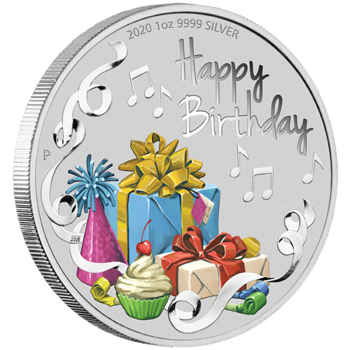 2020 Happy Birthday 1oz Silver Coloured Perth Mint Coin in Gift Card