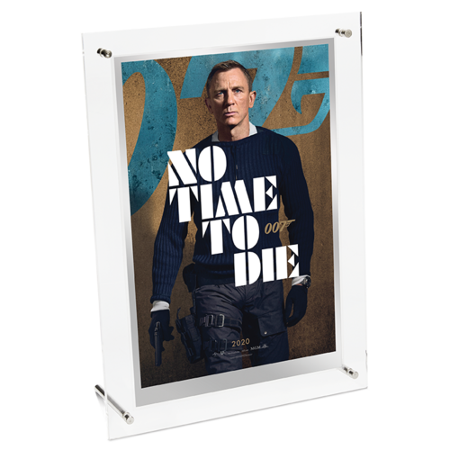 2020 James Bond 007 No Time to Die 35g Silver Foil Poster Perth Mint Presentation Display Case