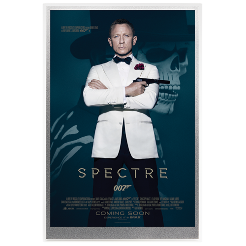 2020 James Bond Spectre 5g Silver Foil Poster Perth Mint Presentation Display Case 007