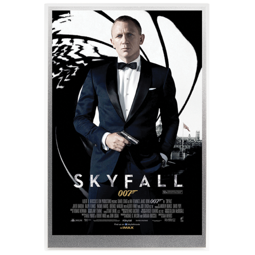 2020 James Bond Skyfall 5g Silver Foil Poster Perth Mint Presentation Display Case 007