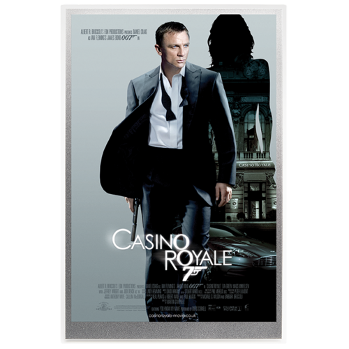 2020 James Bond Casino Royale 5g Silver Foil Poster Perth Mint Presentation Display Case 007