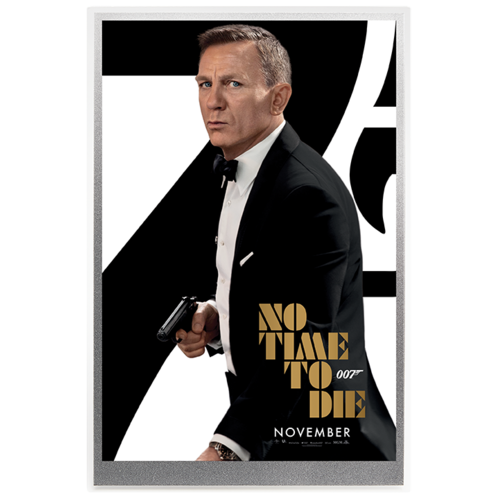 2020 James Bond No Time to Die 5g Silver Foil Movie Poster Perth Mint Presentation Display Case 007