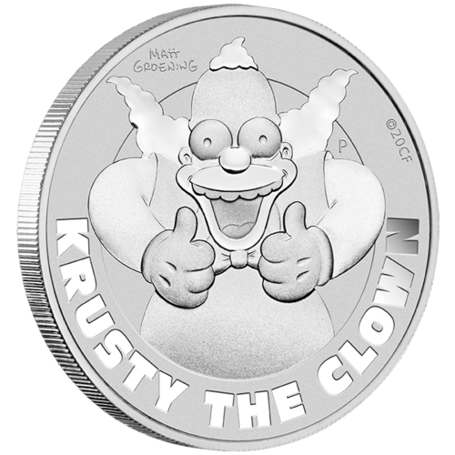 2020 The Simpsons Krusty the Clown 1 oz Silver Proof Perth Mint Coin in Card